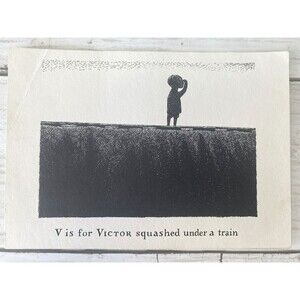 Vintage Edward Gorey Postcard V is for Victor  Gashlycrumb Tinies Goth Art 1980s